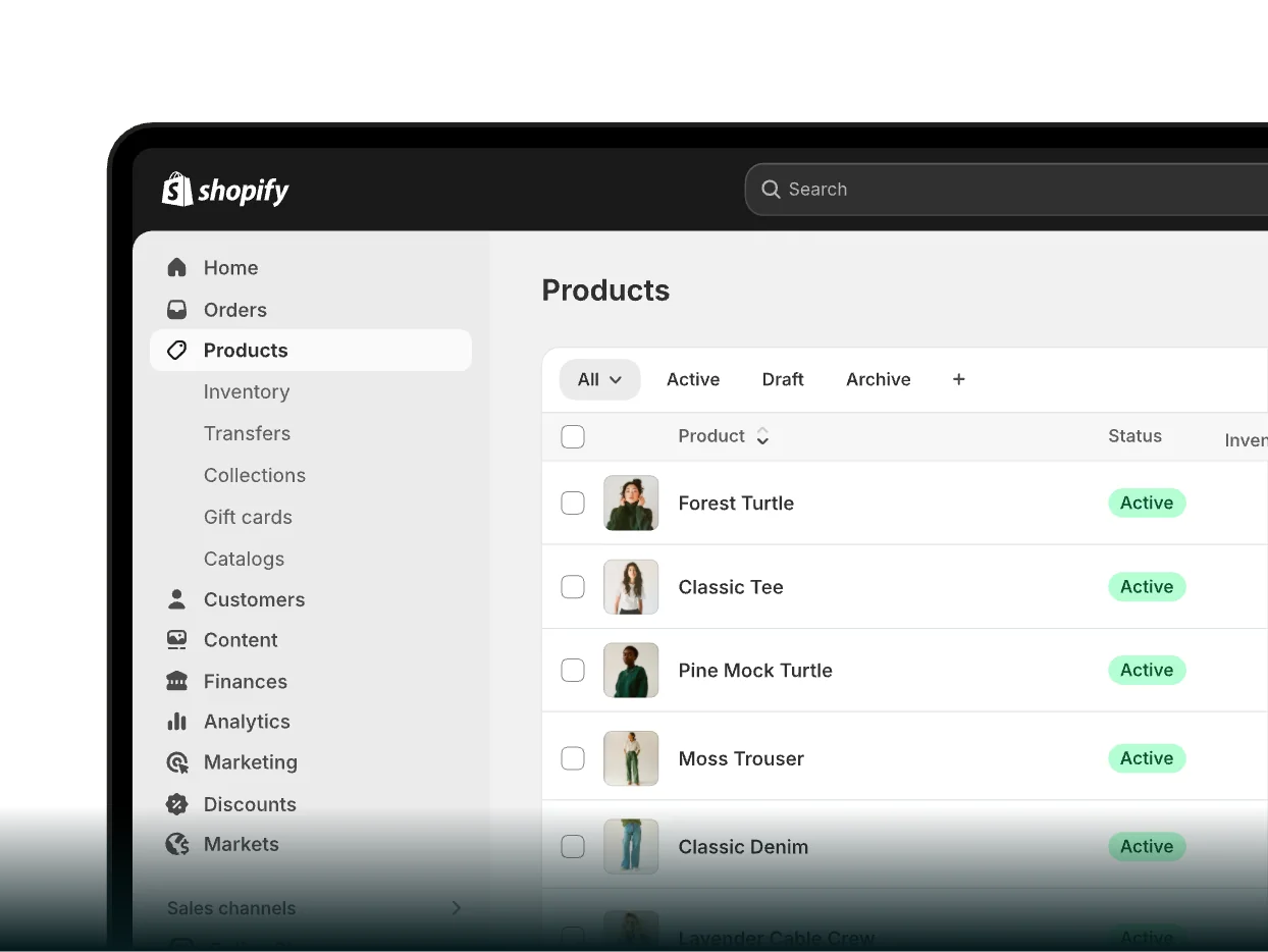 ממשק Shopify